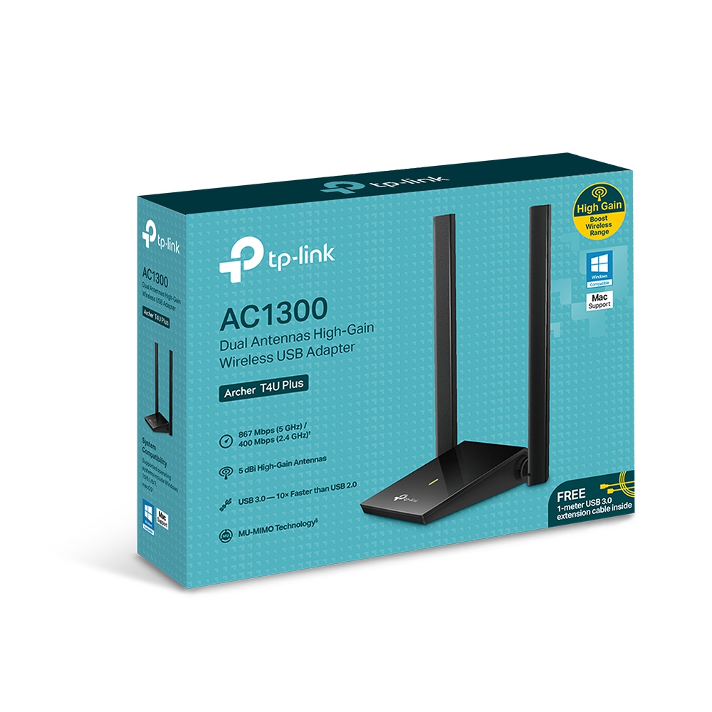 PLACA DE RED USB WIFI DUAL BAND (ARCHER T4U PLUS HIGH GAIN) AC1300  - TP-LINK 
(2636) - PLACAT4UPLUS