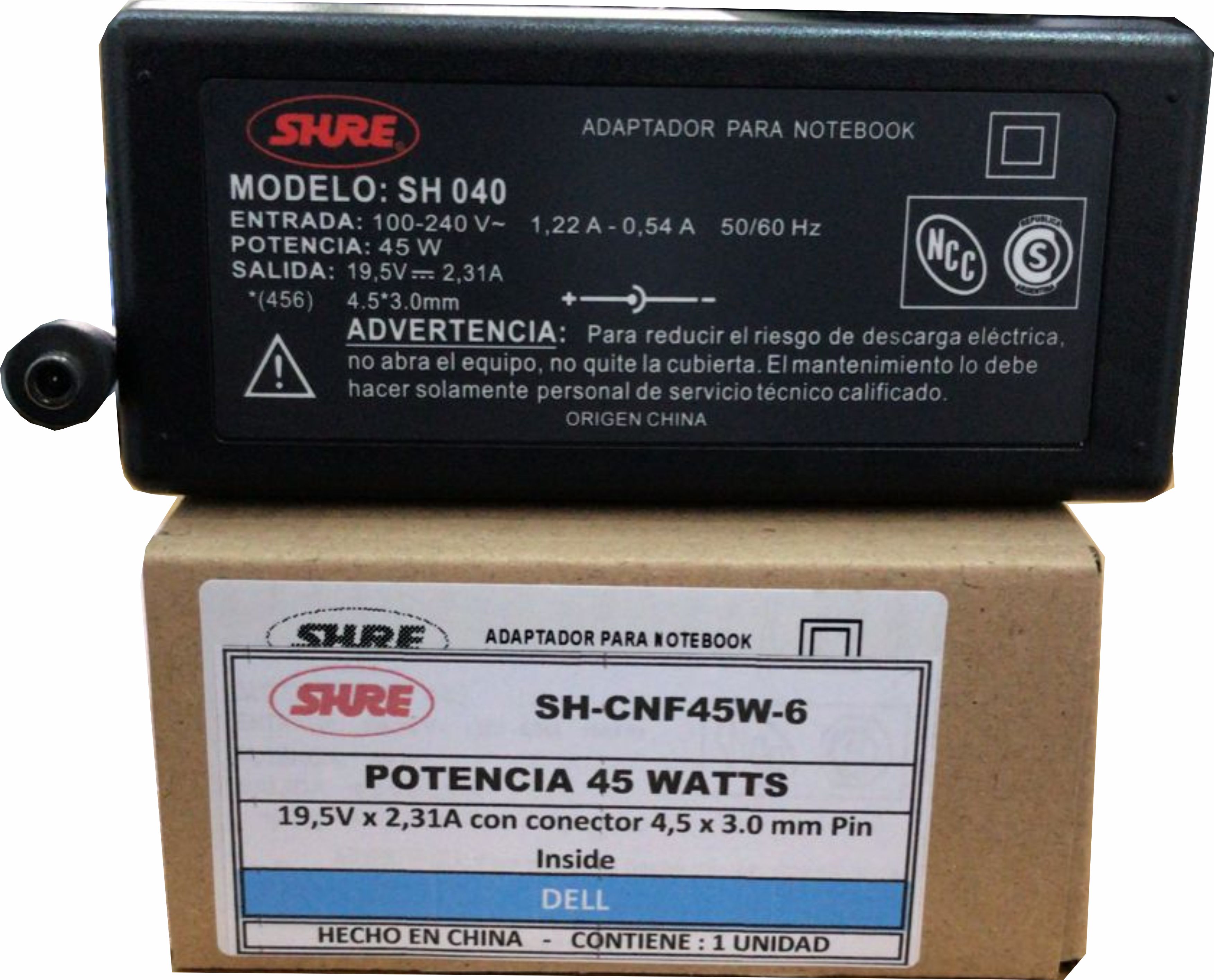 CARGADOR NOTEBOOK SH-CNF45W-6  DELL -19.5V/2,31A - 4.5 X 3 MM - CARGADOR08808