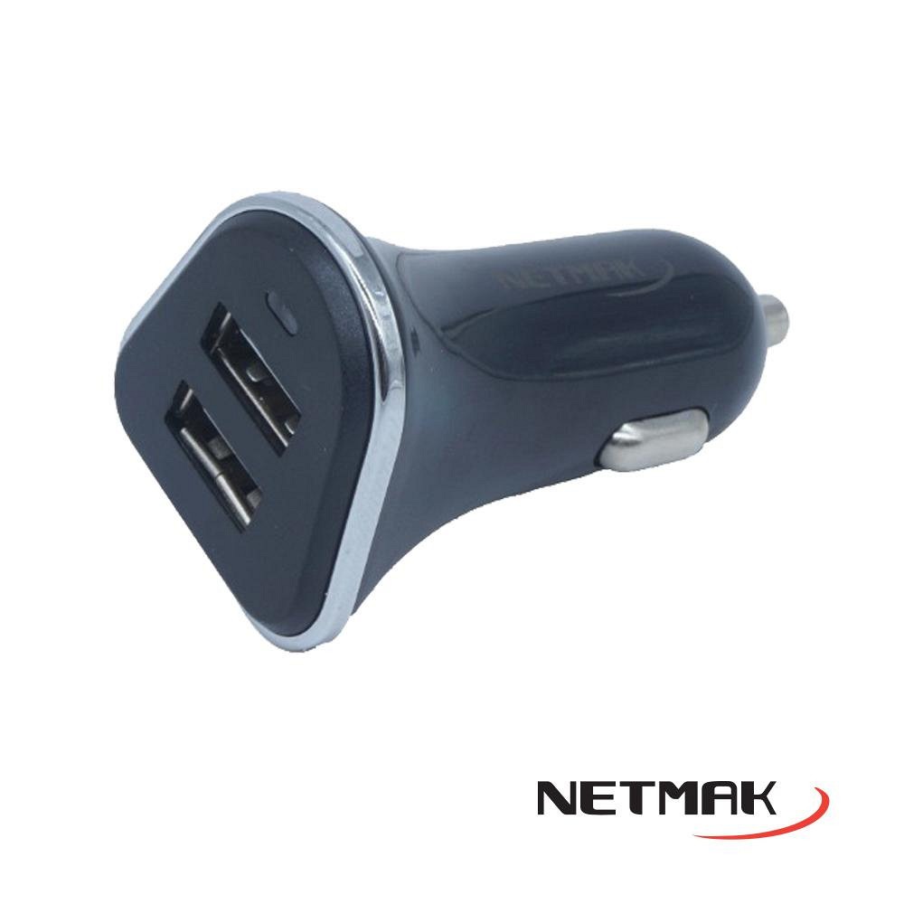 CARGADOR 12V A 2 USB H 3.1 AMP NM-UCC5 NEGRO NETMAK - CARGA08817