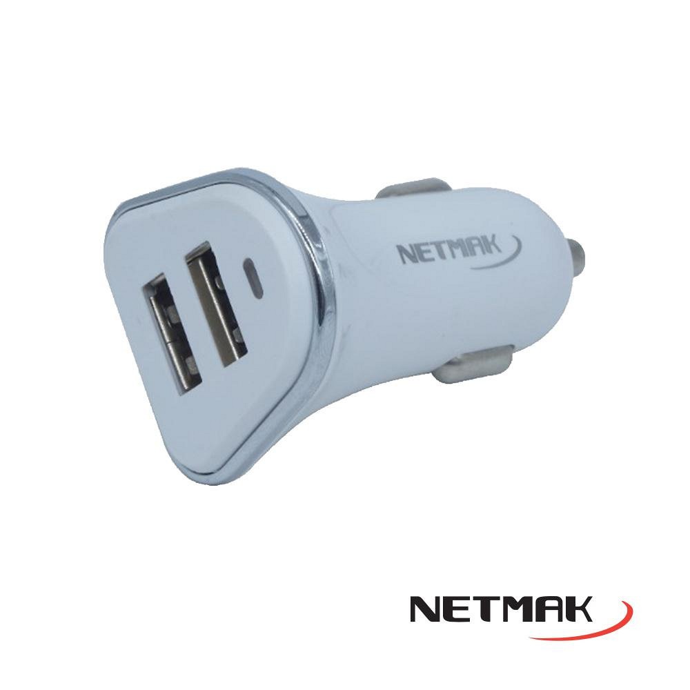 CARGADOR 12V A 2 USB H 3.1 AMP NM-UCC5-W BLANCO NETMAK - CARGA08818