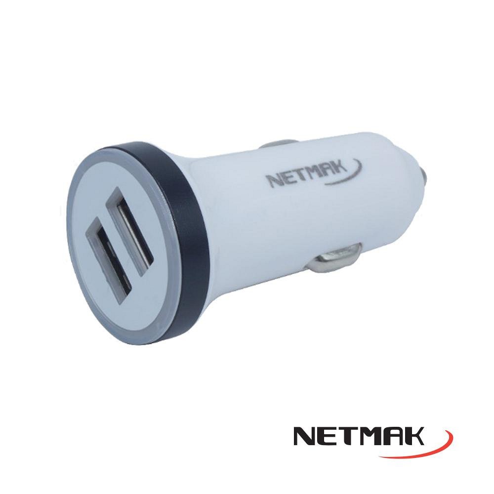 CARGADOR 12V A 2 USB H 2.1 AMP NM-UCC3 NEGRO NETMAK - CARGADOR08823