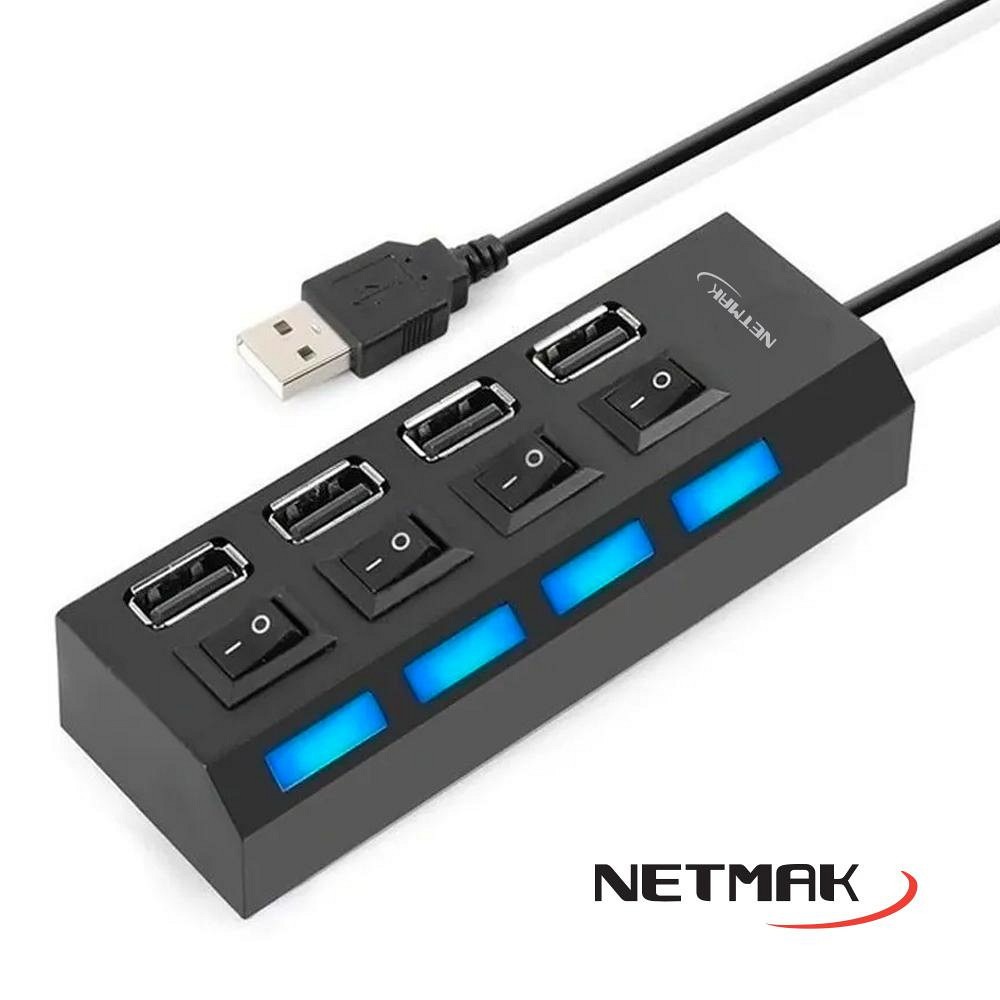 HUB USB 4 PUERTOS C/SWICH Y LED NM-AC08
NETMAK - HUB08842