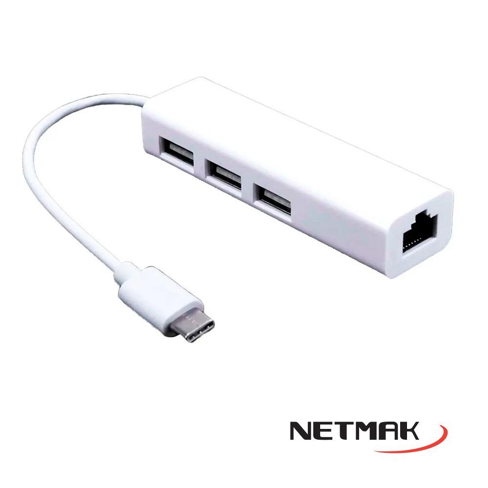 ADAPTADOR TIPO C A 3 USB 2.0 + RJ45 NM-TC40 - ADAPTADOR08846