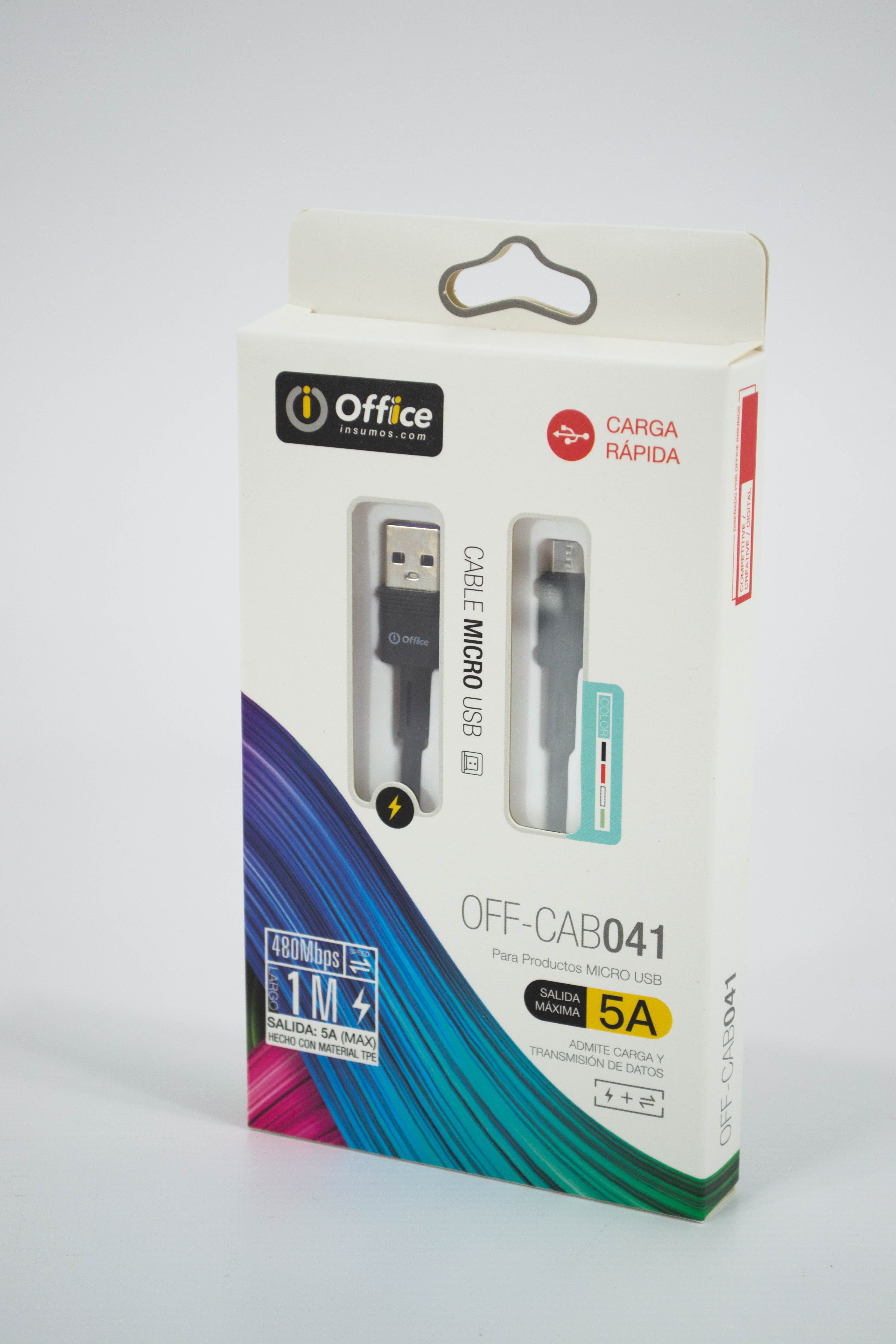 CABLE USB 2.0 A MICRO USB 1.00 MTS OFF-CAB041 5.0 AMP VERDE