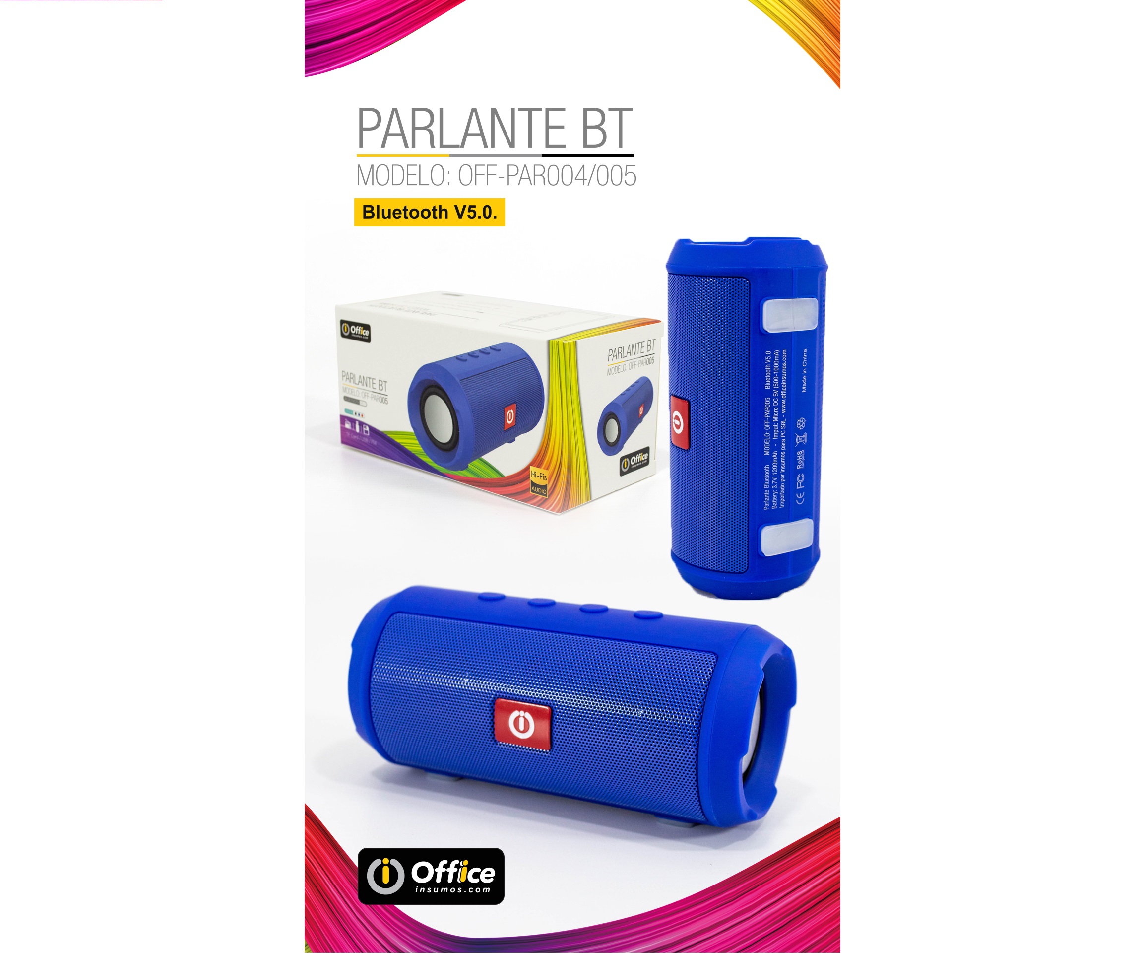 PARLANTES AUDIO BT ALIM BATERIA OFF-PAR005 AZUL