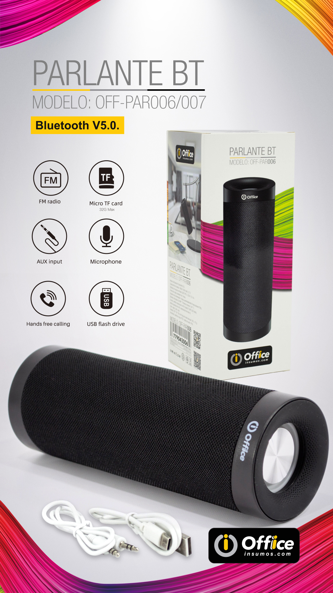 PARLANTES AUDIO BT ALIM BATERIA OFF-PAR006 NEGRO - PARLANTE08863