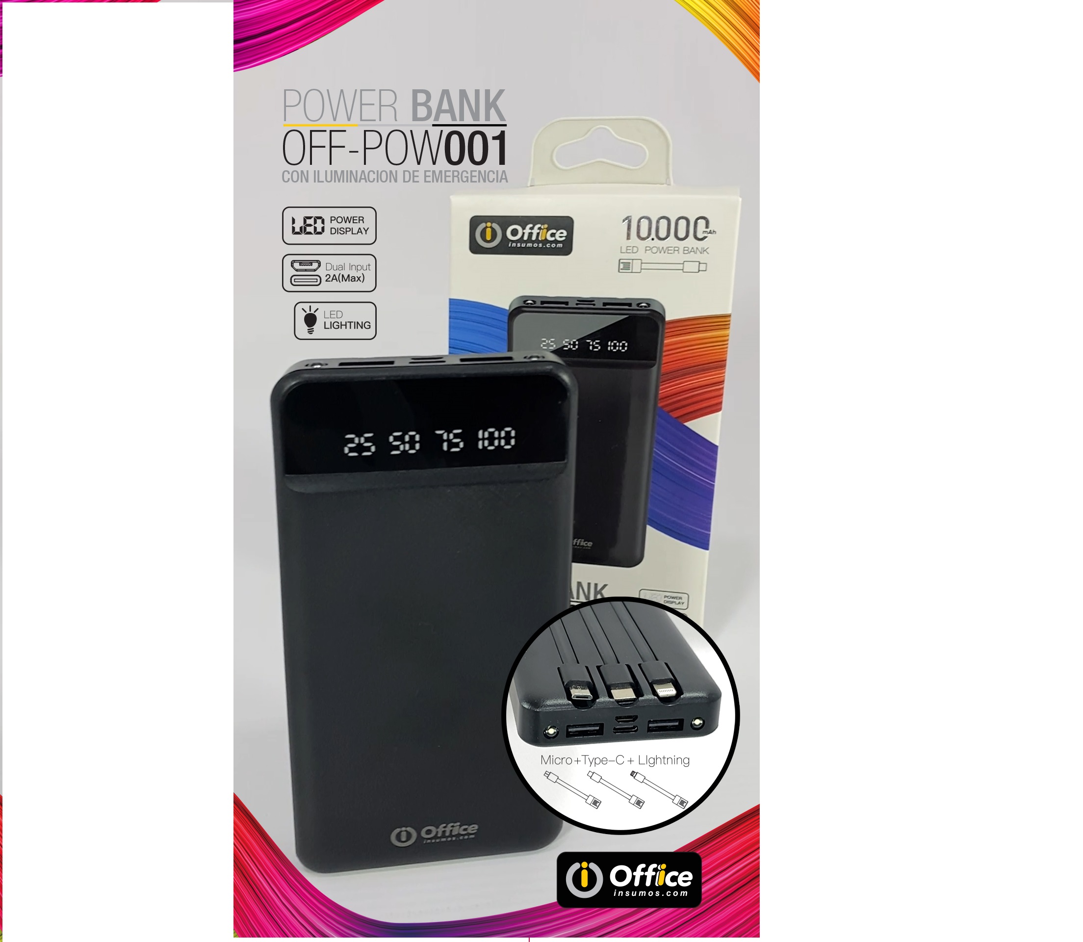 CARGADOR PORTABLE 10.000 MAH OFF-POW001 OFFICE POWER BANK - CARGADOR09011