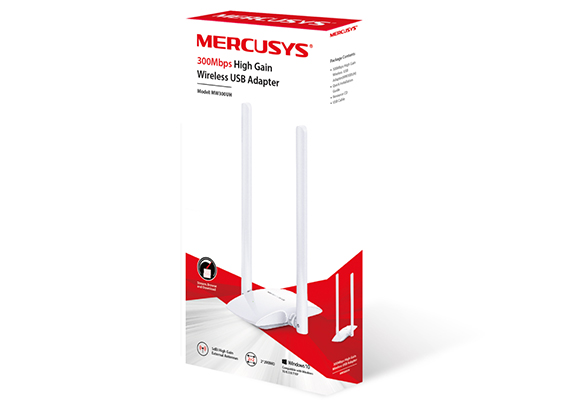 PLACA DE RED USB WIFI (MW300UH) 2 ANT 300MBPS HIGH GAIN I WIRELESS - MERCUSYS BY TP-LINK - PLACA09049