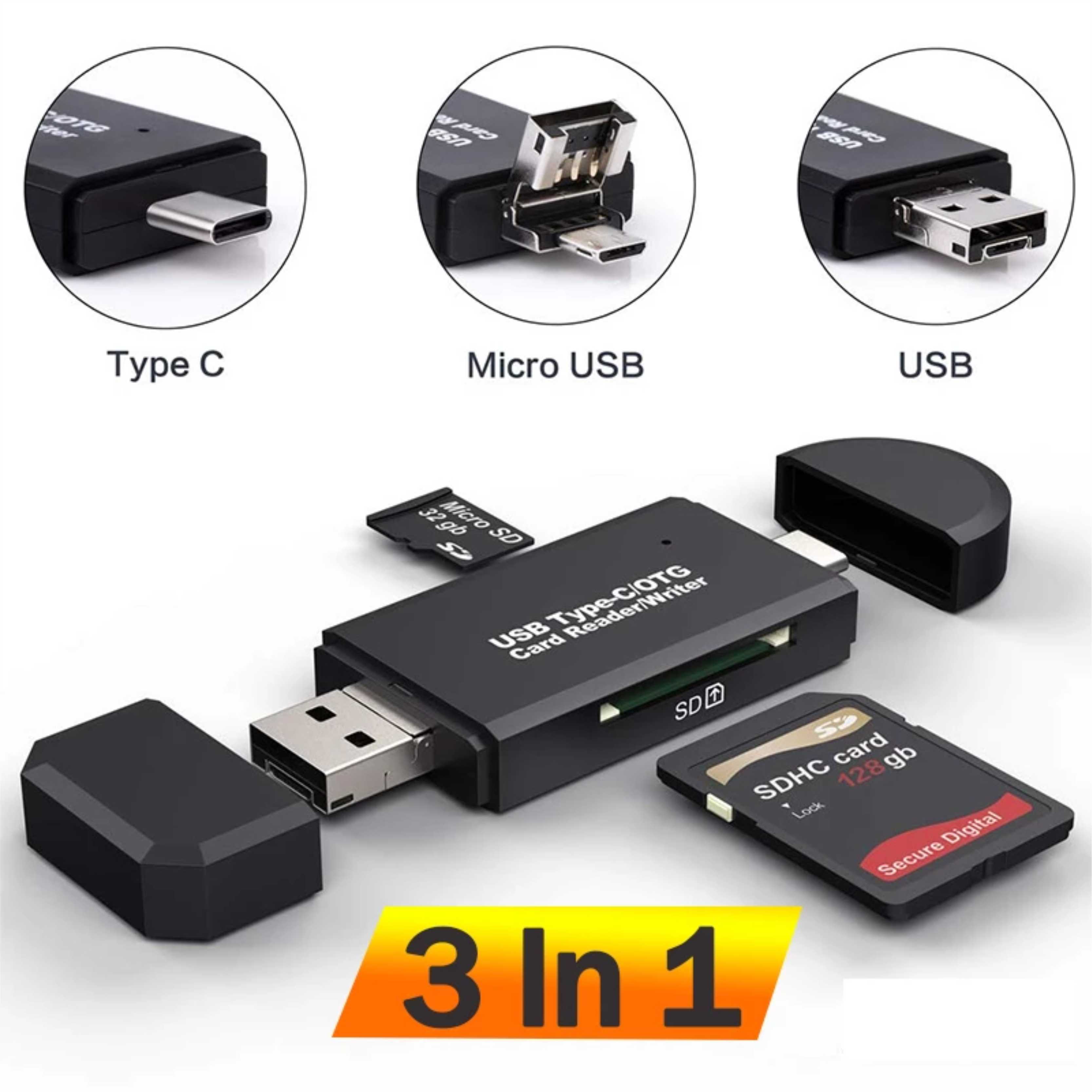 LECTOR DE TARJETA USB 4 BOCAS - NGH-49  - TIPO-C/USB2.0/MIRCO CARD READER NOGA NET
 TYPE-C - HUB09079