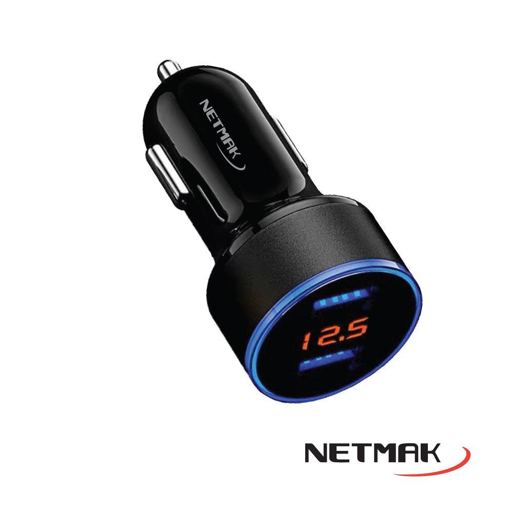 CARGADOR 12V A 2 USB H CAR RAPIDA 3 AMP NM-UCC8 NEGRO NETMAK - CARGADOR09116