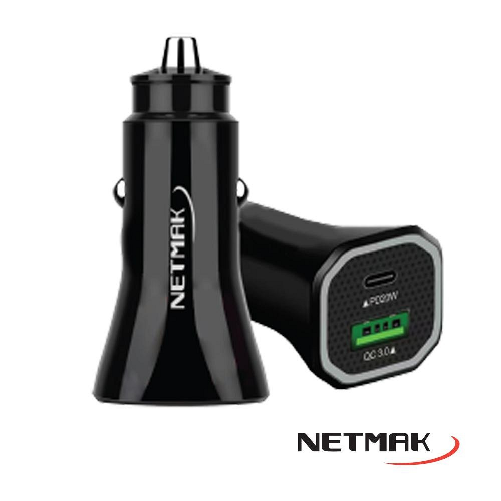 CARGADOR 12V A USB H + USB C 3.0 AMP NM-UCC7 NEGRO NETMAK - CARGADOR09117