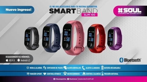 RELOJ SMART BAND BT SLIM100 ROSA- SOUL - SMW-003T