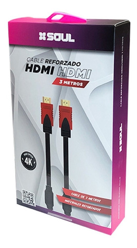 CABLE HDMI A HDMI V2.0 HIGH SPEED HDTV REFORZADO 3 MTS - SOUL
HDMI-N03 - CABLE09163