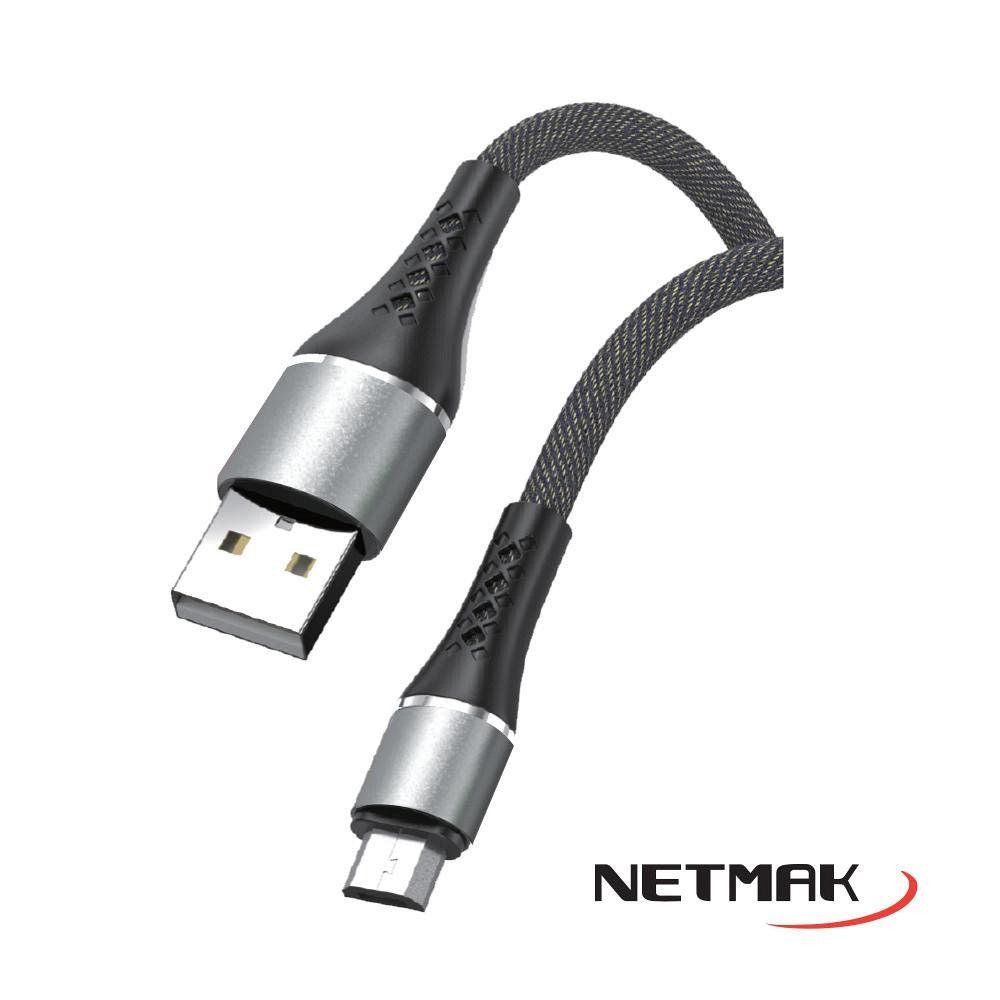 CABLE USB 2.0 A MICRO USB 1.00 MTS NM-117S PLATA STRONG CABLE NETMAK - CABLE09197