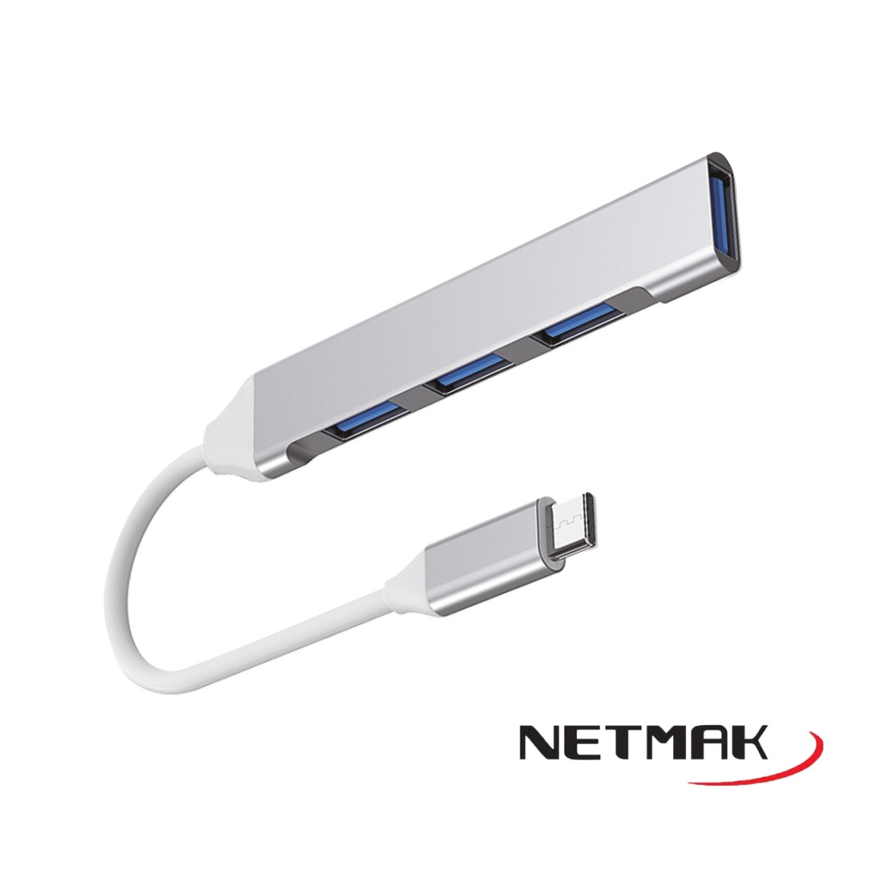 HUB USB TIPO C A 4 PUERTOS USB NM-AC09 (3 USB 2.0 + 1 USB 3.0) -  
NETMAK - HUB09239
