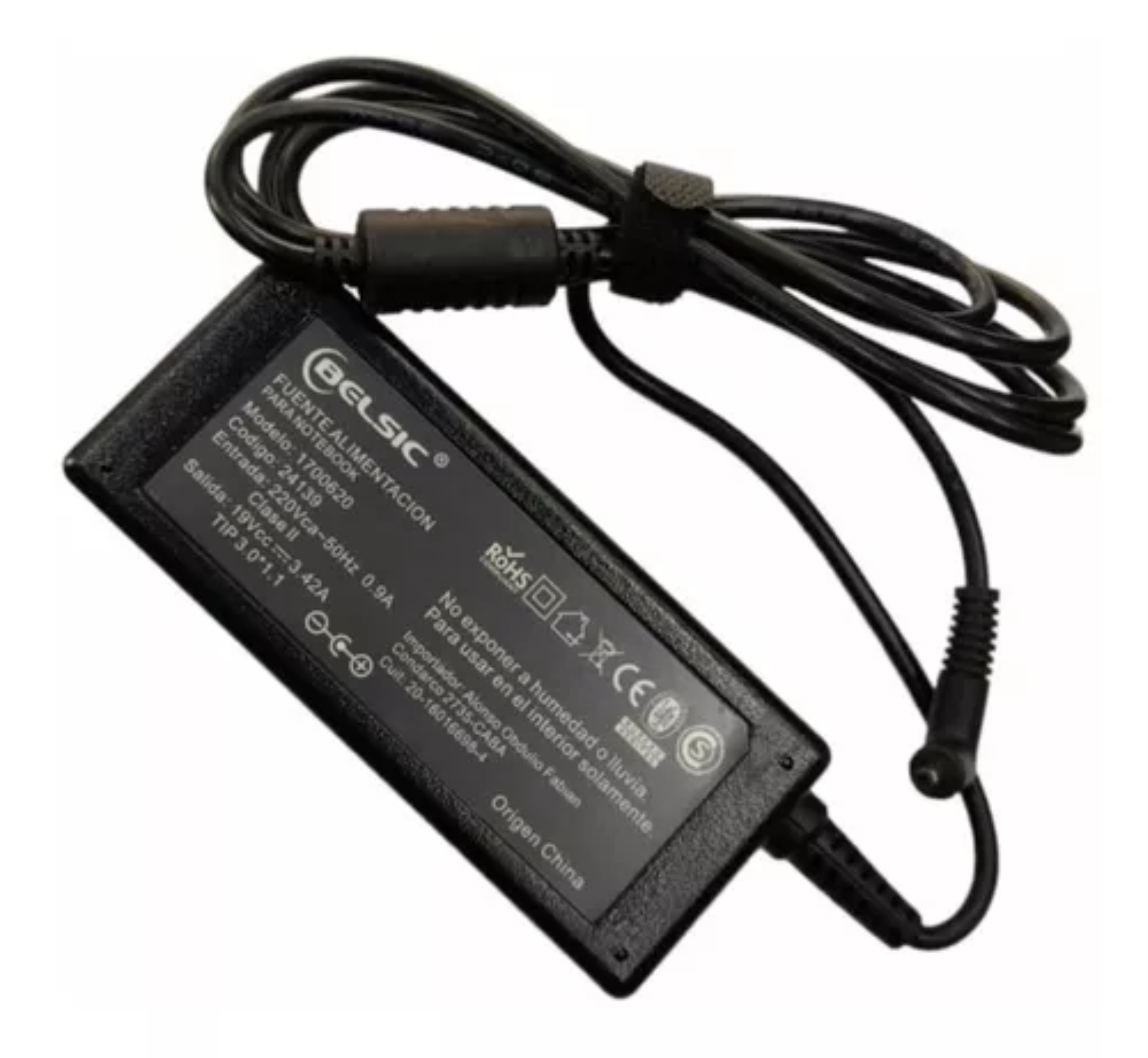 CARGADOR NOTEBOOK FFN239 ASUS-ACER-SAMSUNG 19V 3.42A TIP 3.0*1.1 MARCA BELSIC - CARGADOR09268