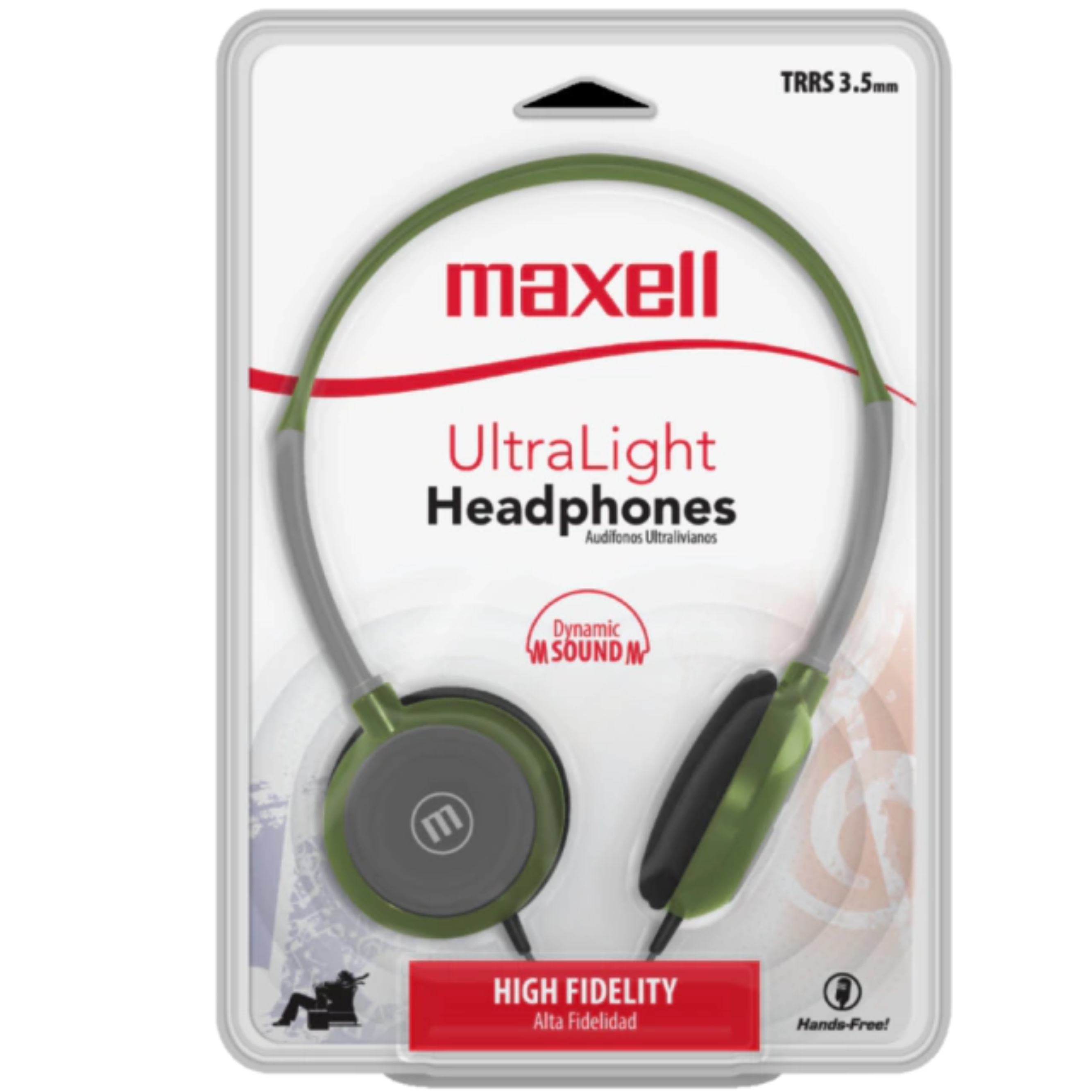 AURICULAR VINCHA PLUG 3.5 MAXELL HP-200 C/MIC ULTRA LIGHT OLIVA - 348406