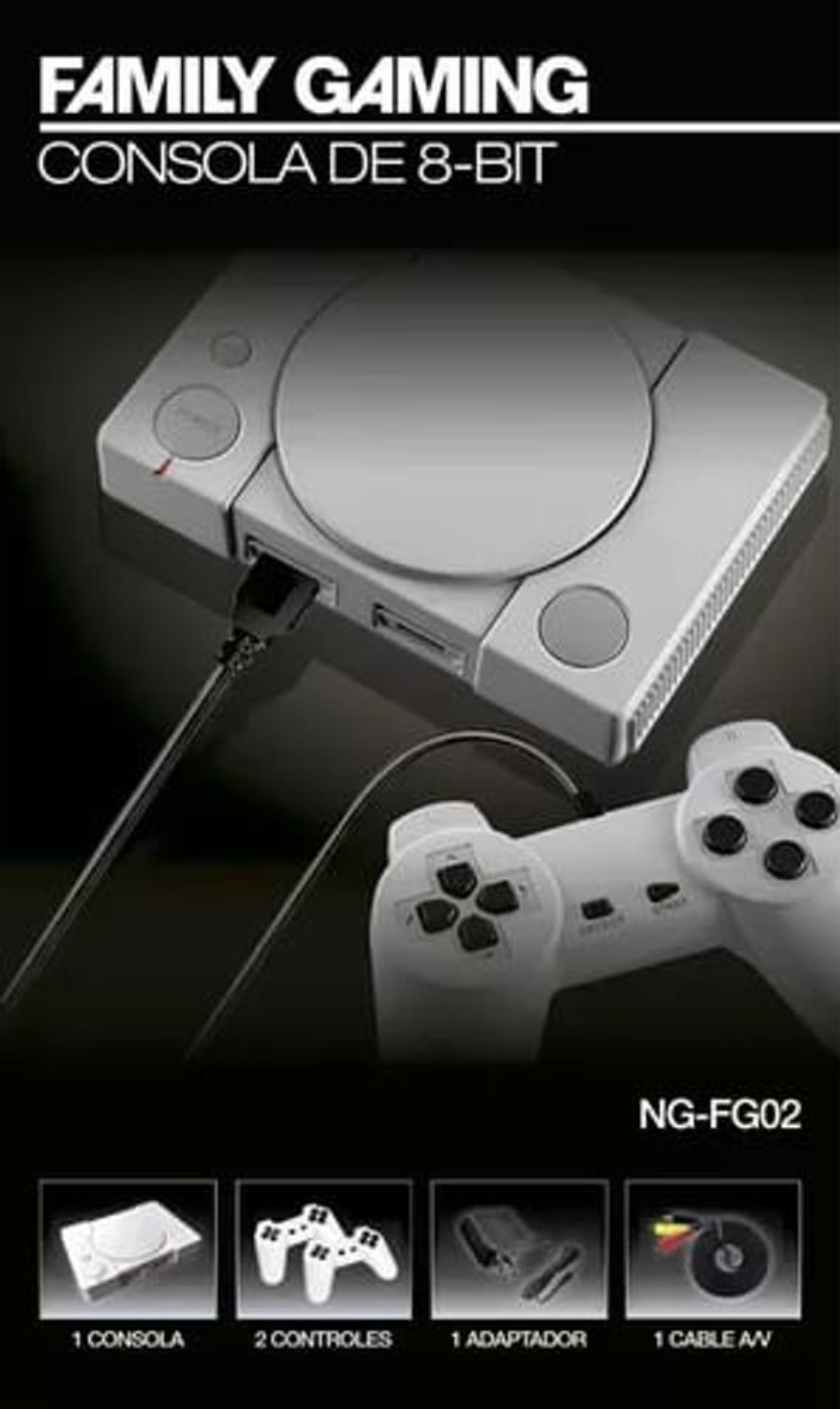 CONSOLA GAMER 8 BITS NG-FG02 + 2 JOYSTICK + JUEGOS - NOGA NET - CONSOLA09313