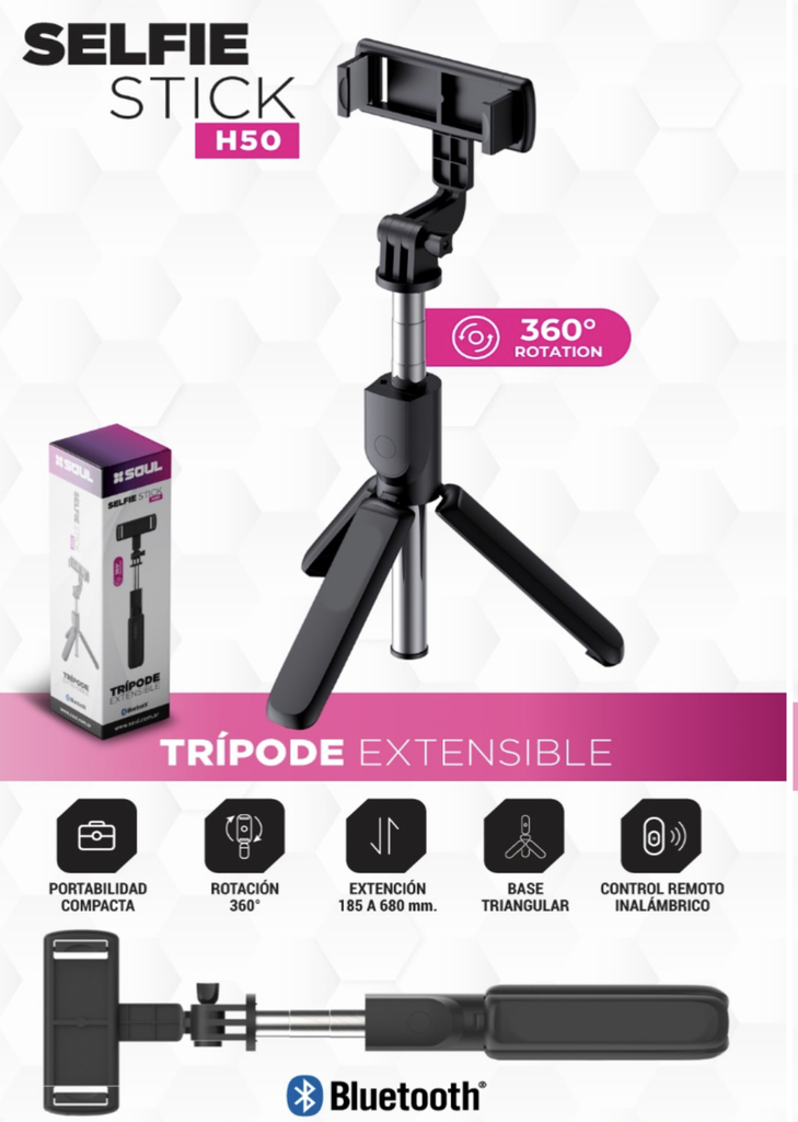 BASTON SELFIE BLUETOOTH C/TRIPODE SELF-H50 - SOUL - BASTON09324