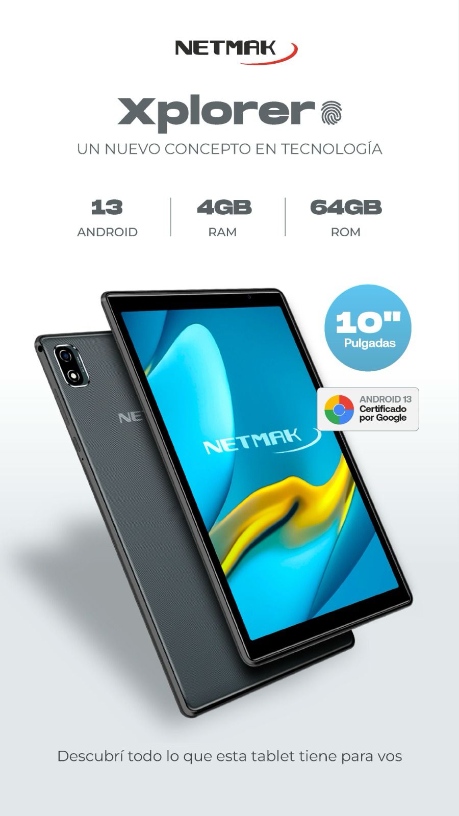 TABLET 10" 4GB RAM  64GB ROM EXP MICROSD 1TB NM-XPLORER