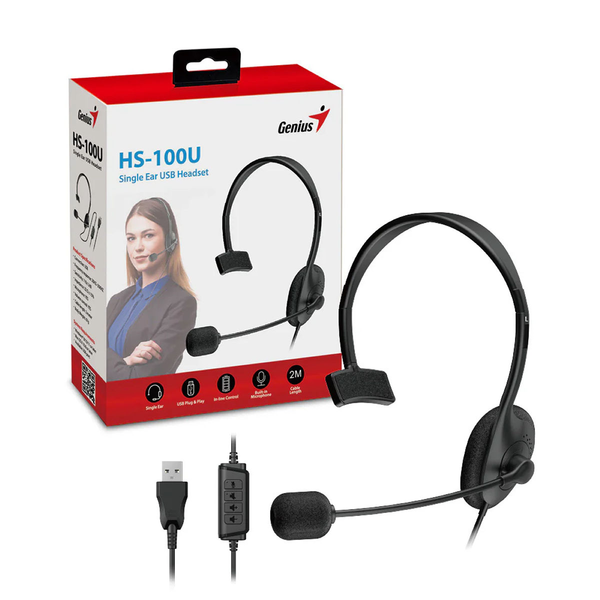 AURICULAR VINCHA USB 2.0 GENIUSHS-100U C/MIC USB  
31710027400