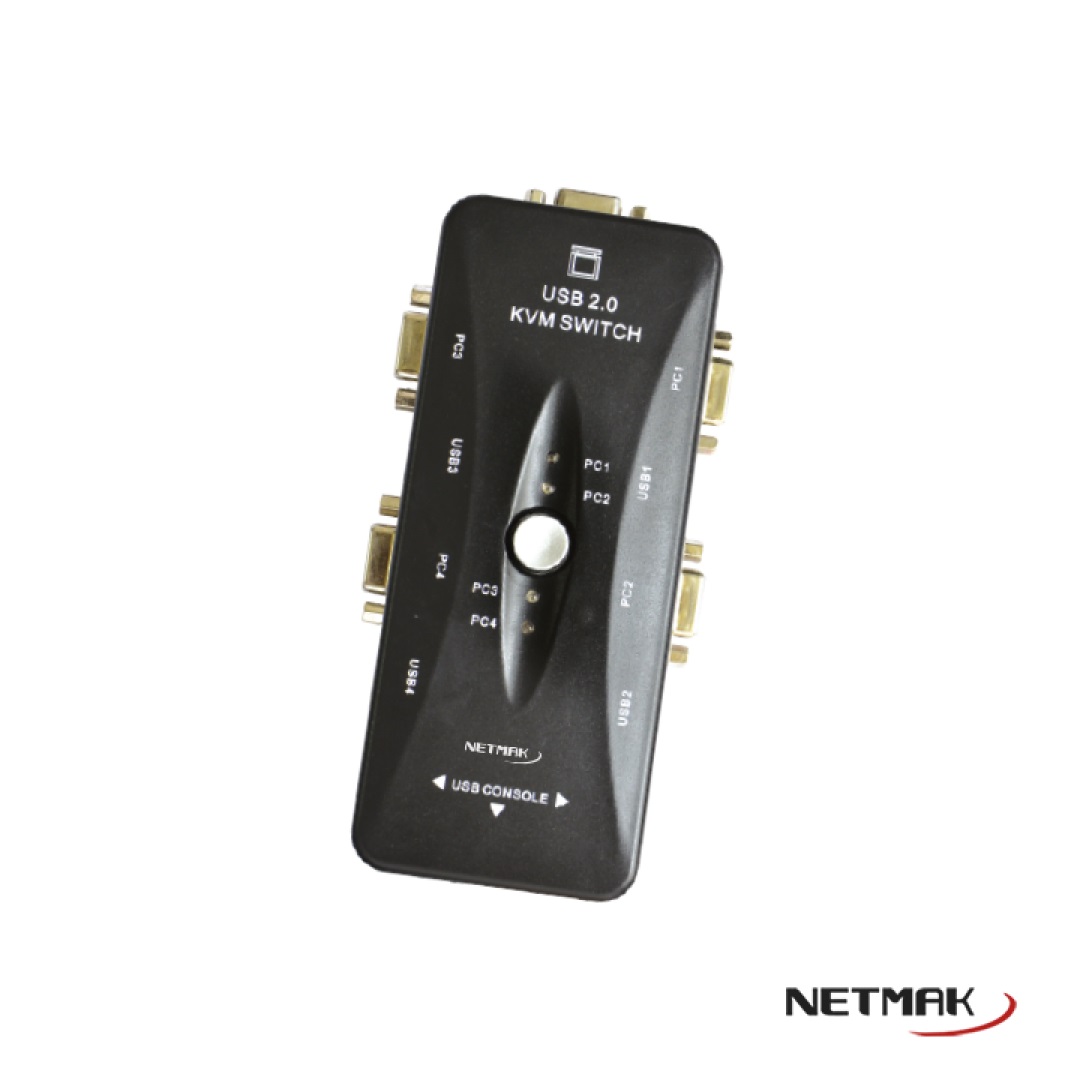 SWITCH KVM 4 PUERTOS USB VGA NM-KVM4   
NETMAK