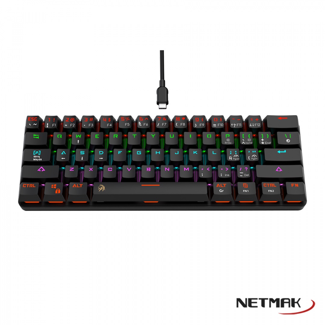 TECLADO MECANICO GAMER FORMATO 60% NM-DOMINATE NEGRO 
NETMAK - TECLADO09495