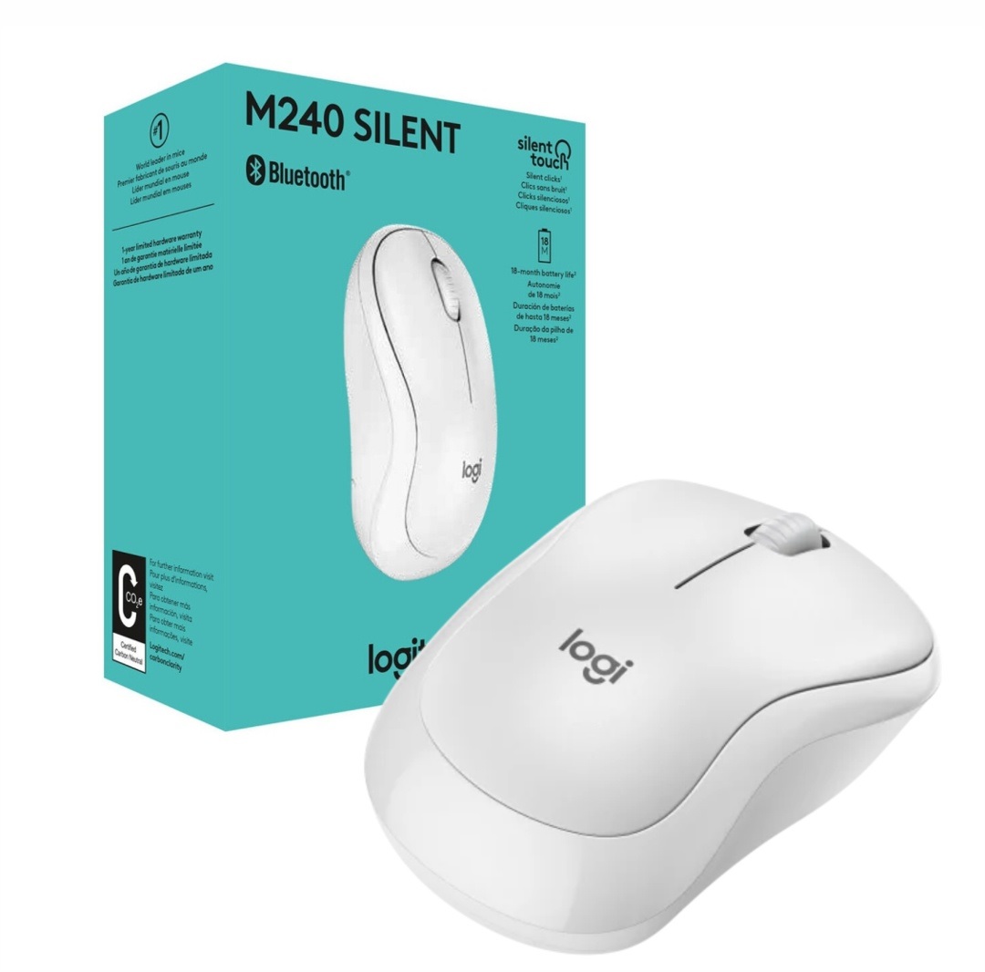 MOUSE USB WIRELESS BLUETOOTH M240 SILENT WHITE LOGITECH 910-007116 - MOUSE09498