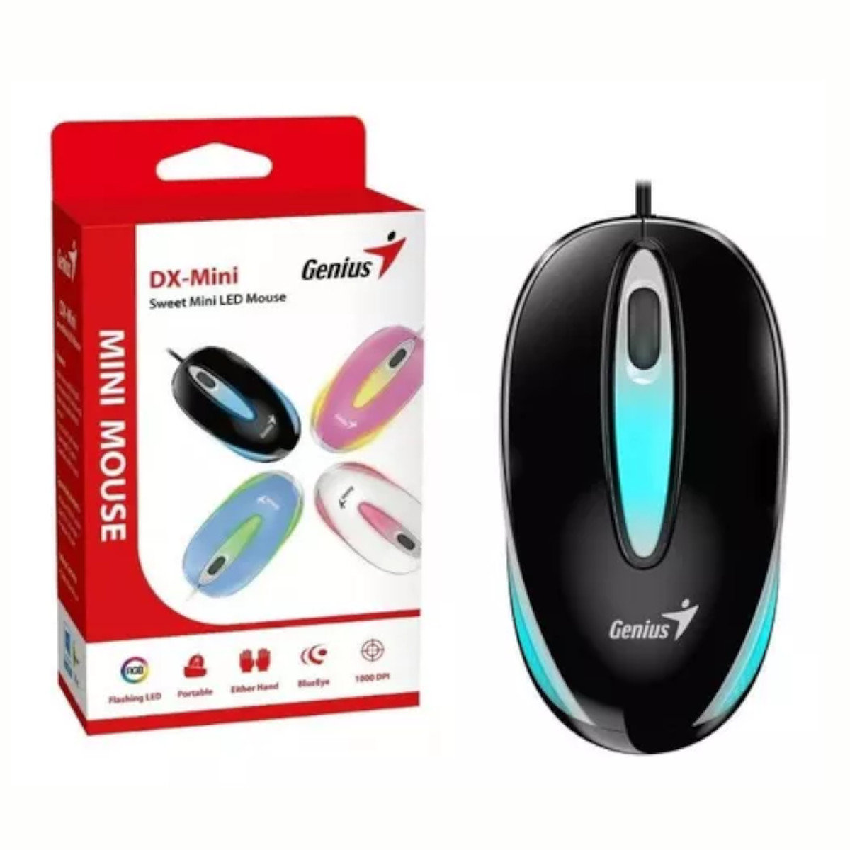 MOUSE USB DX-MINI WITH FLASHING LED NEGRO GENIUS  31010025400 - MOUSE09499