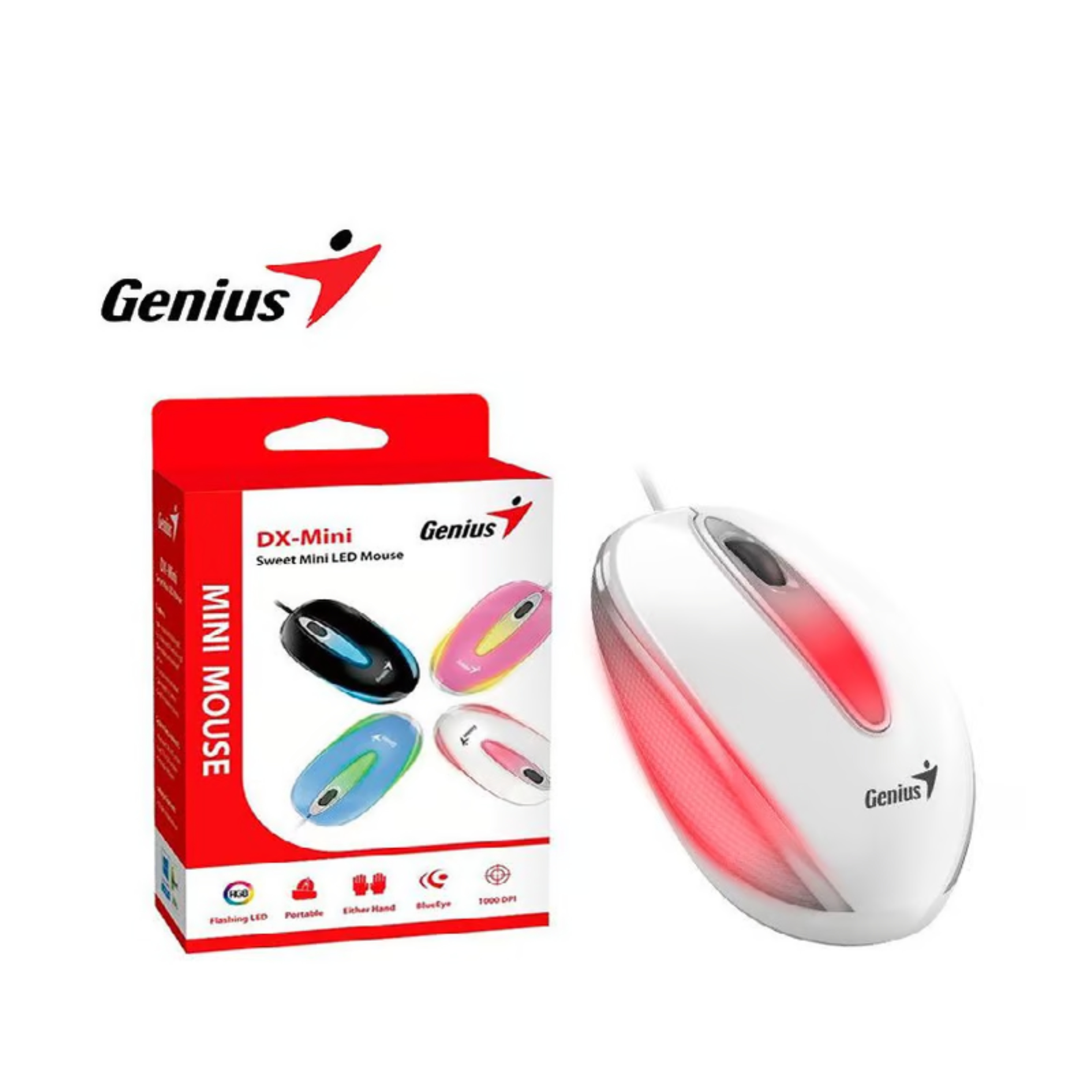 MOUSE USB DX-MINI WITH FLASHING LED BLANCO GENIUS  31010025401 - MOUSE09500