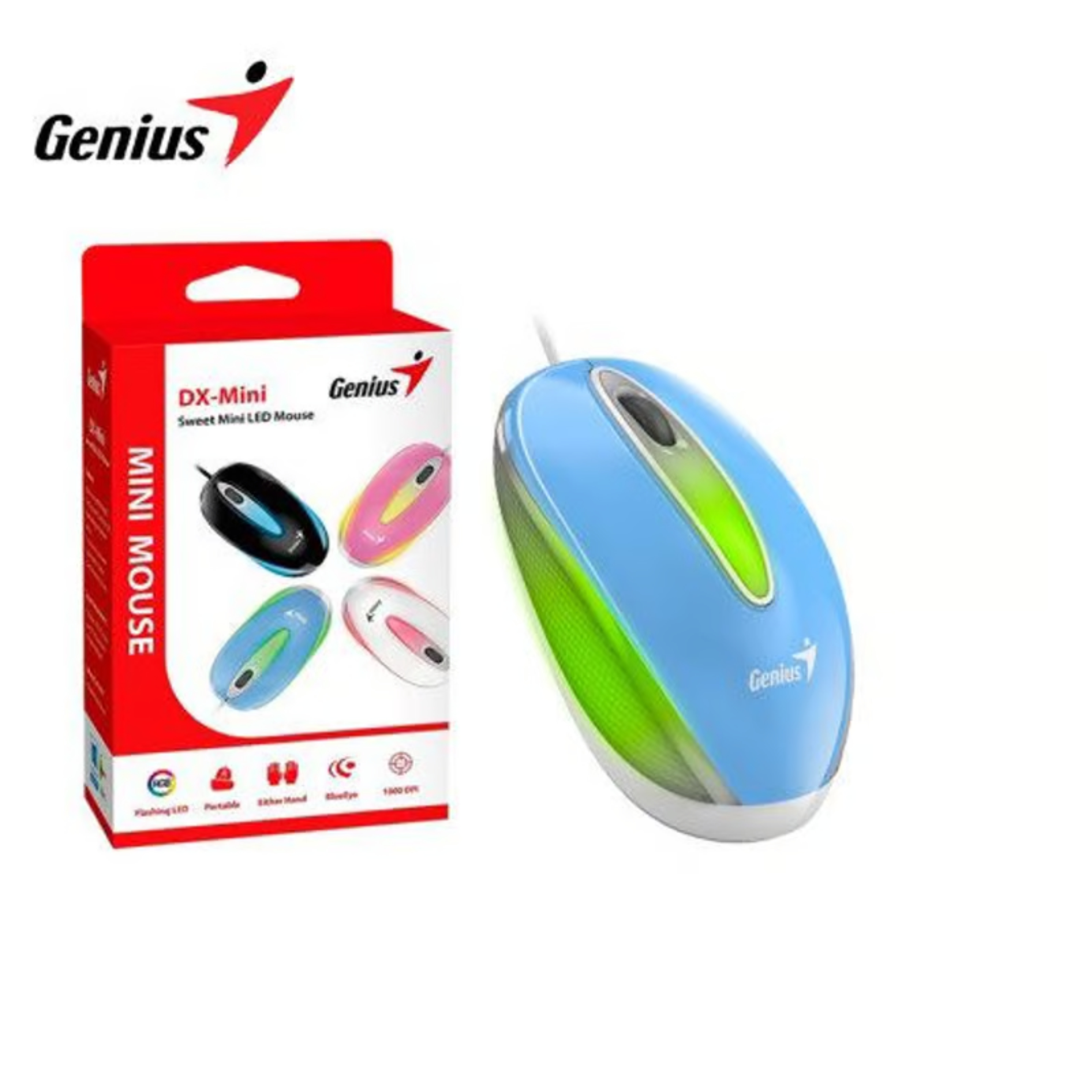 MOUSE USB DX-MINI WITH FLASHING LED AZUL GENIUS 31010025402 - MOUSE09501