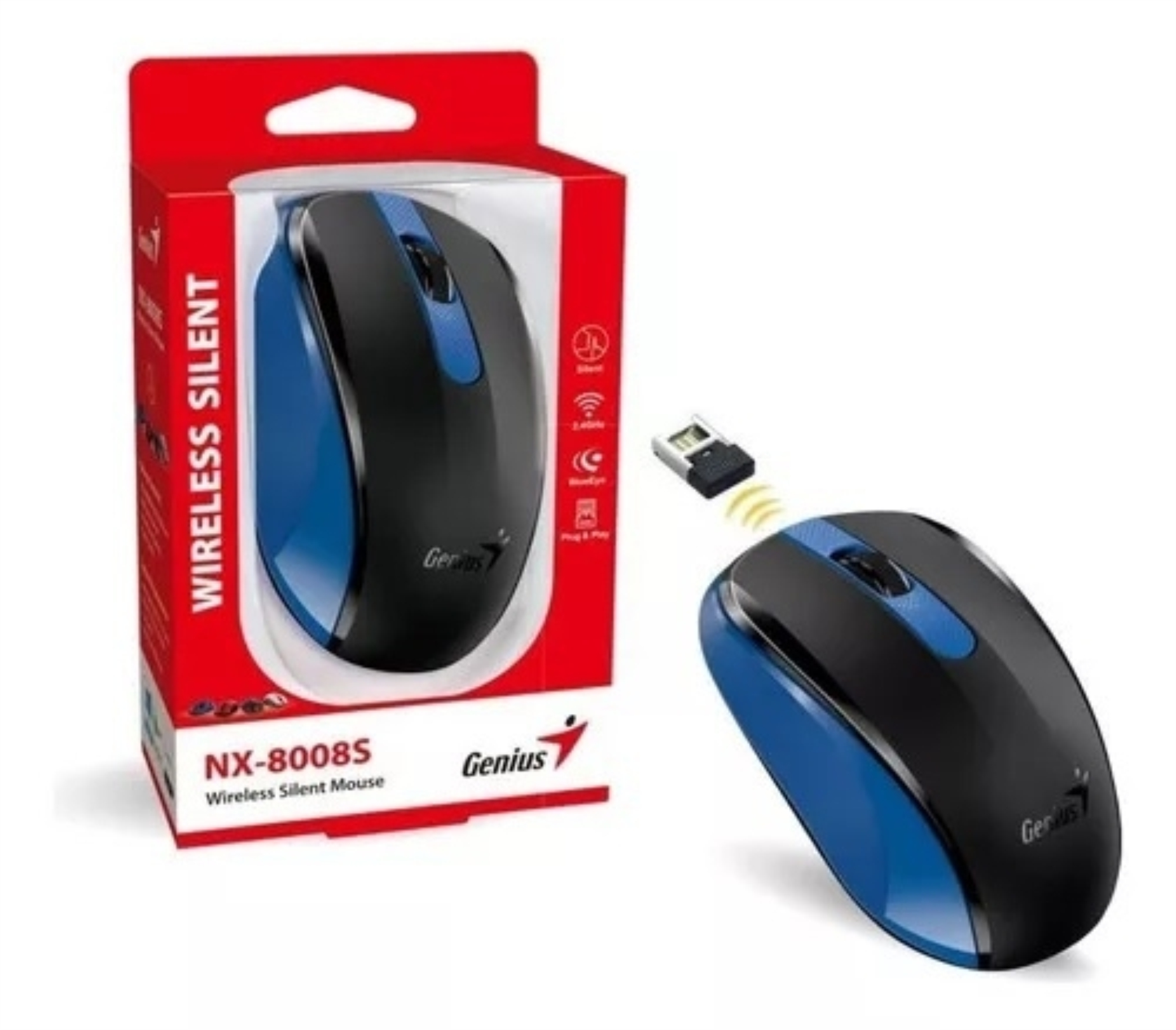 MOUSE USB WIRELESS NX-8008S AZUL GENIUS     31030028402 - MOUSE09504