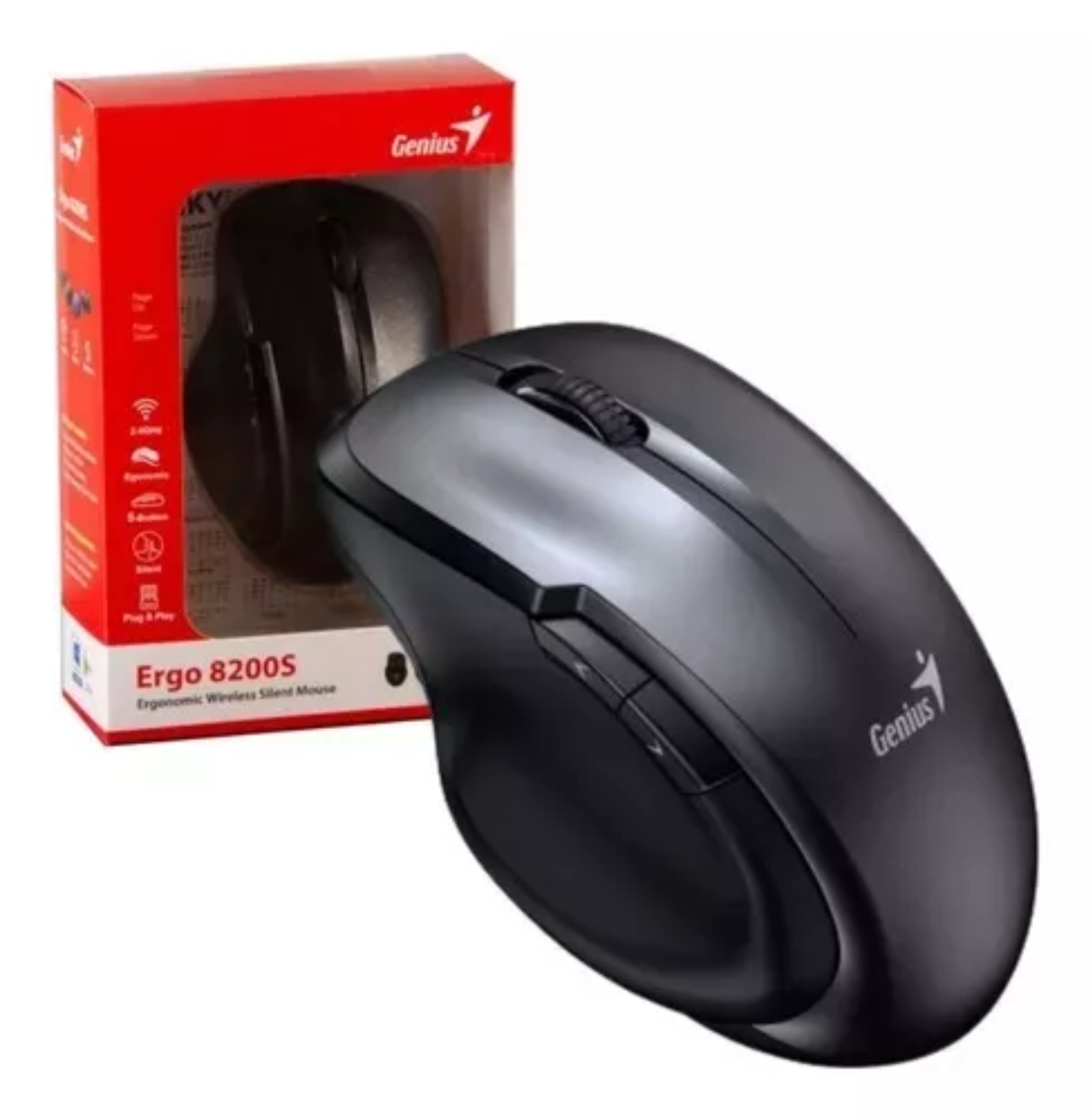 MOUSE USB WIRELESS ERGO 8200S GRIS GENIUS     31030029401 - MOUSE09507