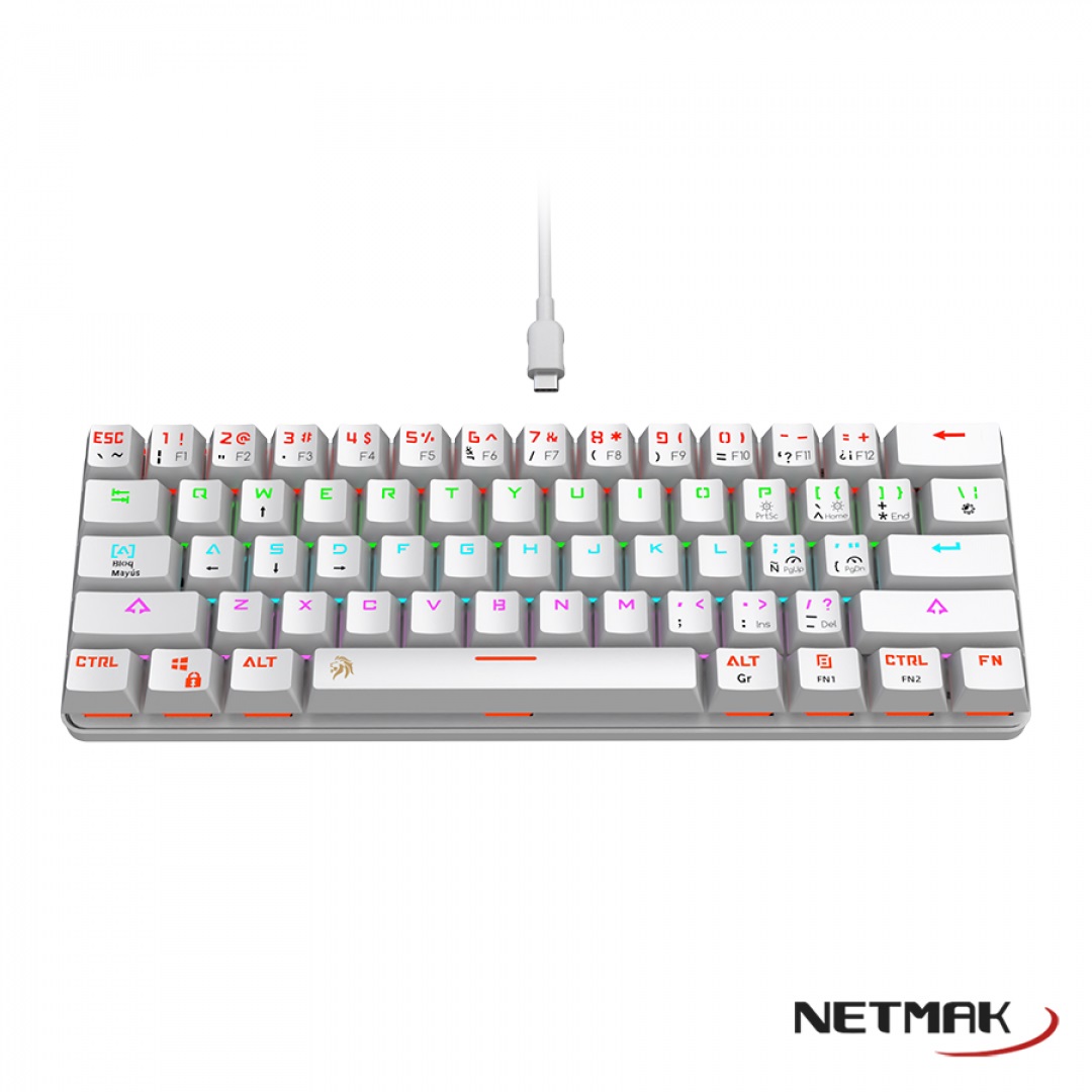TECLADO MECANICO GAMER FORMATO 60% NM-DOMINATE-W BLANCO
NETMAK - TECLADO09592