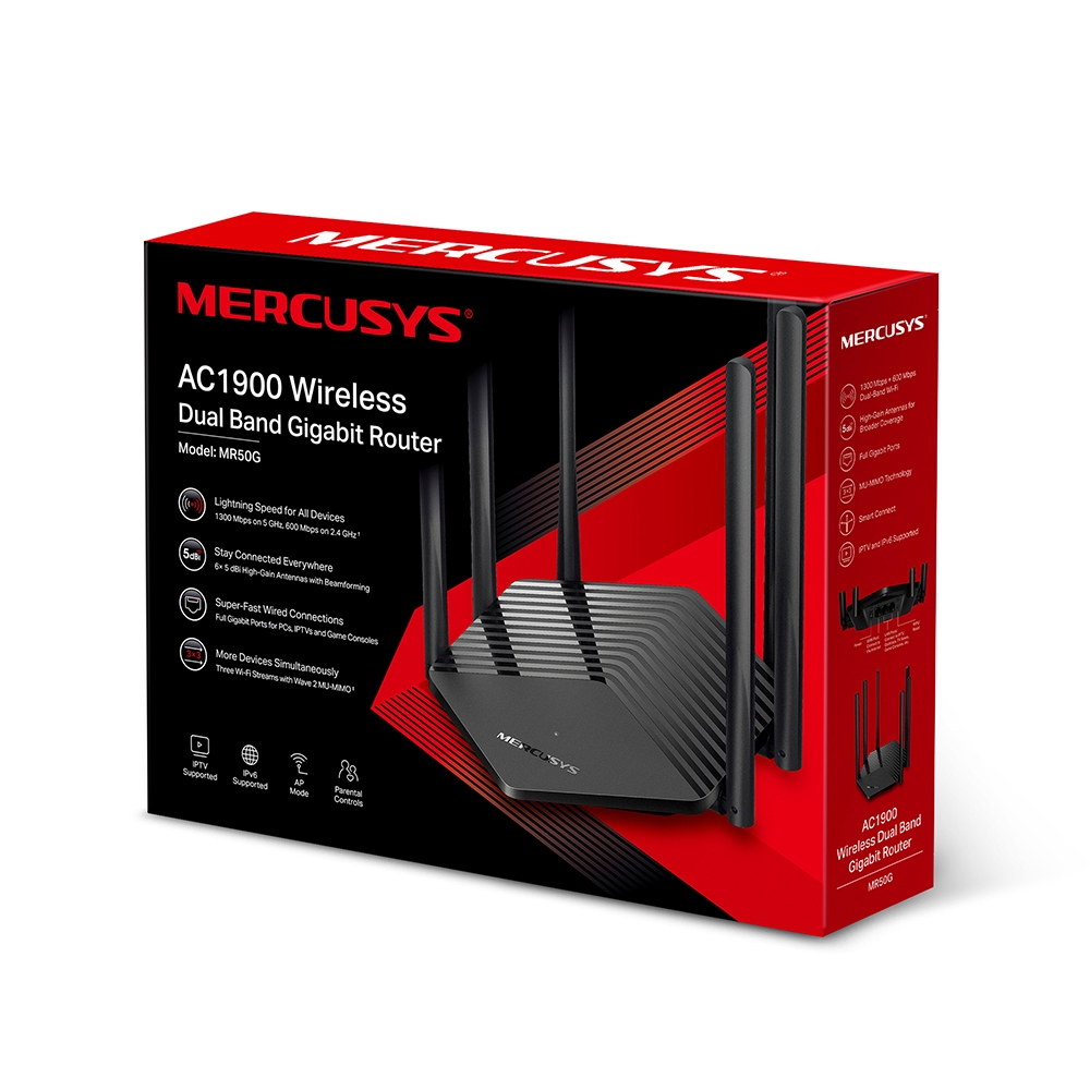 ROUTER INALÁMBRICO MR50G GIGABIT AC1900 6 ANT MERCUSYS BY TPLINK - ROUTER09597
