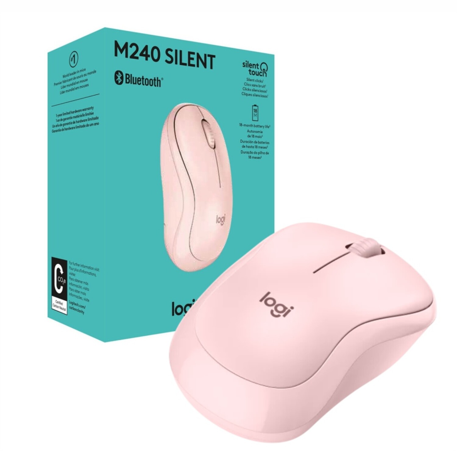 MOUSE USB WIRELESS BLUETOOTH M240 ROSA WHITE LOGITECH 910-007117 - MOUSE09598