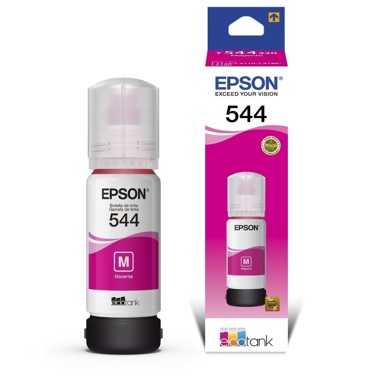TINTA EPSON T544 MAGENTA BOTELLA 65ML 7500 COPIAS - T544320-AL - L5190 / L3110/ L3150/ L3210/ L3250 - T544M-O