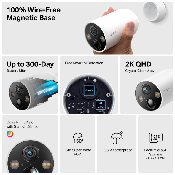 CAMARA IP EXTERIOR WIFI TAPO C425 CON BATERÍA RECARGABLE - CAMARA09631