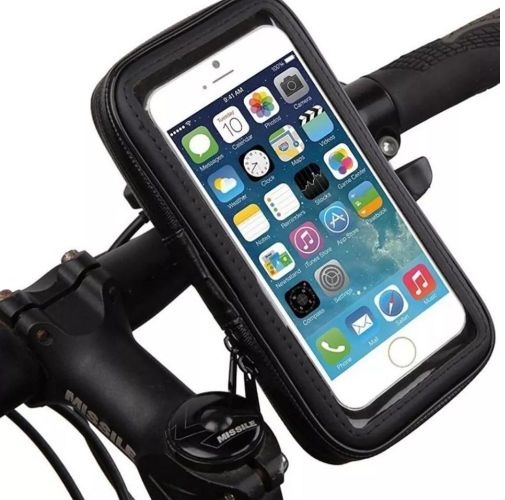 SOPORTE BICI/MOTO P/CELULARES SOP-Q900 IMPERMEABLE C/CIERRE 360° 18X11CM NEGRO - SOP-Q900 - SOPORTE09670