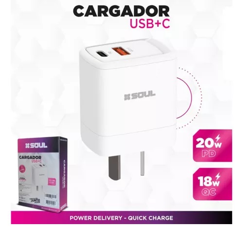 CARGADOR 220V A USB+PD QC SIN CABLE SOUL CVJ-PDQC - CARGADOR09671
