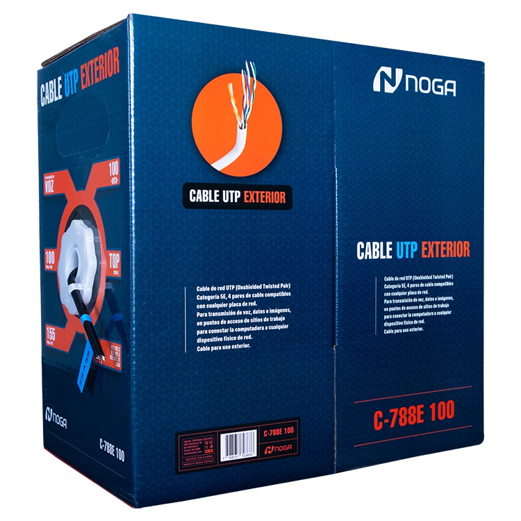 CABLE UTP ROLLO 100MTS EXTERIOR DOBLE CAPA CAT 5 ENH - C-788E 100 NOGA NET - CABLE09677