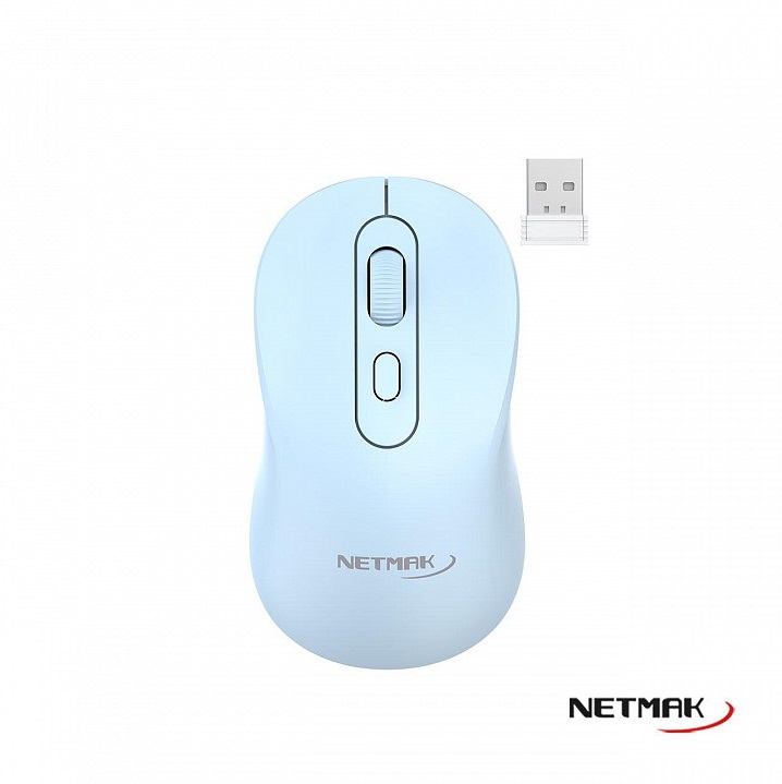 MOUSE USB WIRELES + BT5.2 RECARGABLE NM-M640-B CELESTE NETMAK BLUETOOTH - MOUSE09687