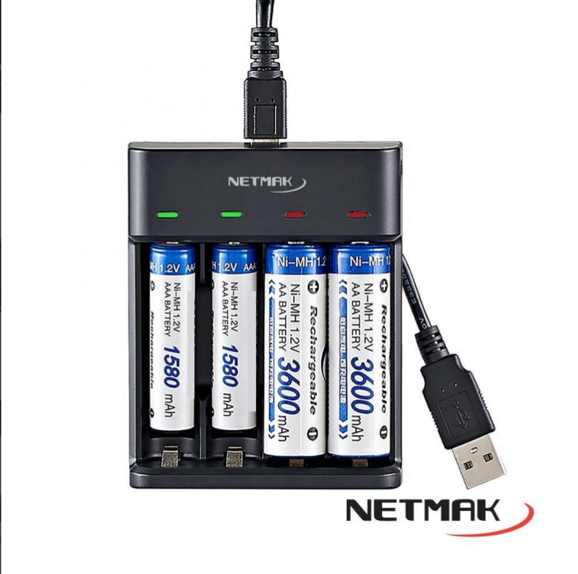 CARGADOR DE 4 PILAS AA Y AAA RAPIDO NM-CH4 - 10247