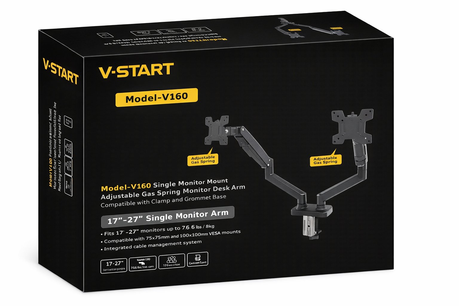 SOPORTE MONITOR/TV DE MESA 2 BRAZO 15 A 27 TV160 VESA 100X100 BRAZO DOBLE