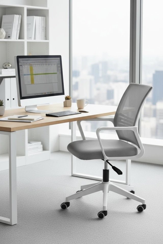 SILLA ERGONÓMICA DE OFICINA SC-01GR GRIS/BLANCO - NOGANET