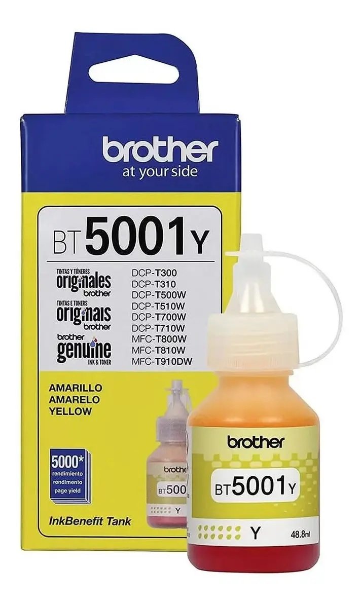 TINTA BROTHER BTD100YME YELLOW 48.8ML ULTRA ALTO RENDIMIENTO 5000 PÁG. 
IMPRESORAS MULTIFUNCION MFC-T930DW, DCP-T830DW, DCP-T730DW, DCP-T530DW, DCP-T430W Y DCP-T230