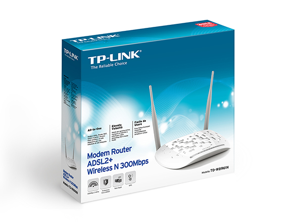 MODEM ADSL WIFI+ROUTER 4 P (TD-W8961N) 300MBPS 2 ANTENAS - TP-LINK - MODEMW8961ND