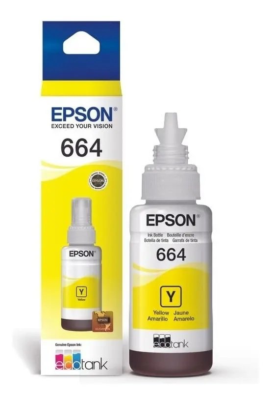 TINTA EPSON  70CC T664420-AL AMARILLO 70 ML 6500 PAG  
LÍNEA ECOTANK: L110, L120, L121, L200, L210, L220.LÍNEA MEDIA: L300, L310, L350, L355, L365, L375, L380, L395, L396.LÍNEA AVANZADA: L455, L475, L486, L495, L555, L565, L575.LÍNEA CORPORATIVA / A