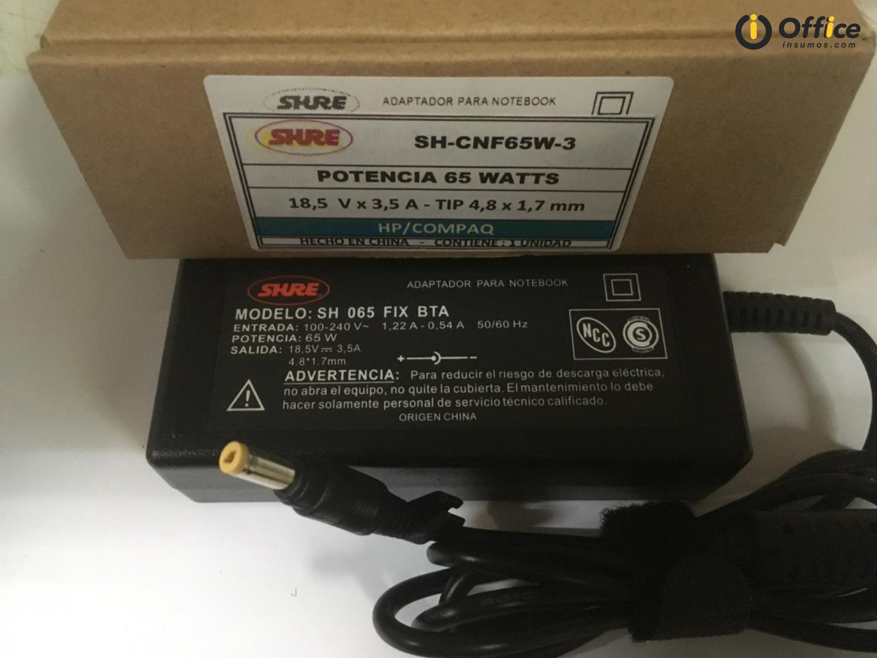CARGADOR NOTEBOOK SH-CNF65W-3 HP / COMPAQ 18,5V/3,5 AMP - 4.8 X 1,7 MM - CARGADOR04807