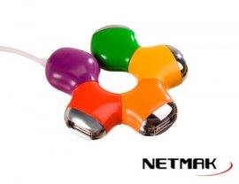 HUB USB 4 BOCAS FLOR COLORES 2.0 - NM-AC04 
NETMAK